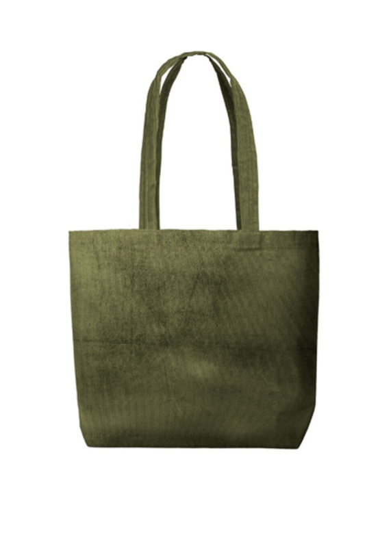 Corduroy Hudson Valley Farmer's Market Tote Bag in Olive Green